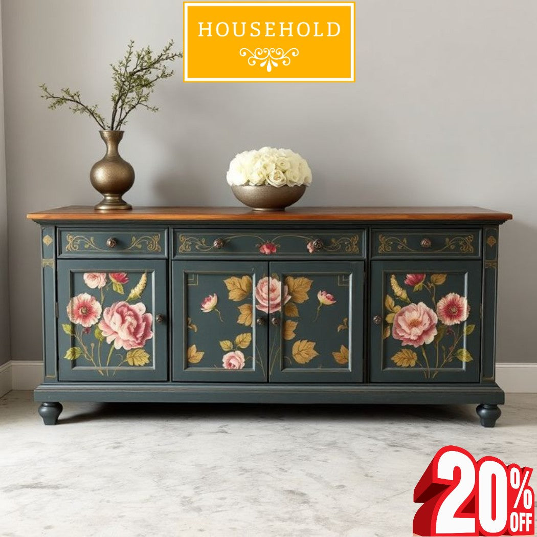 Rose Hand Painted Side board (6-Feet)