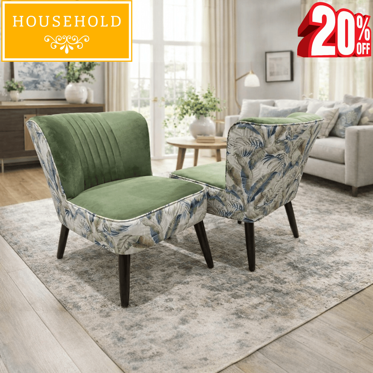 Flora Curve Accent Lounge Chairs (Set of 2) - Household Item