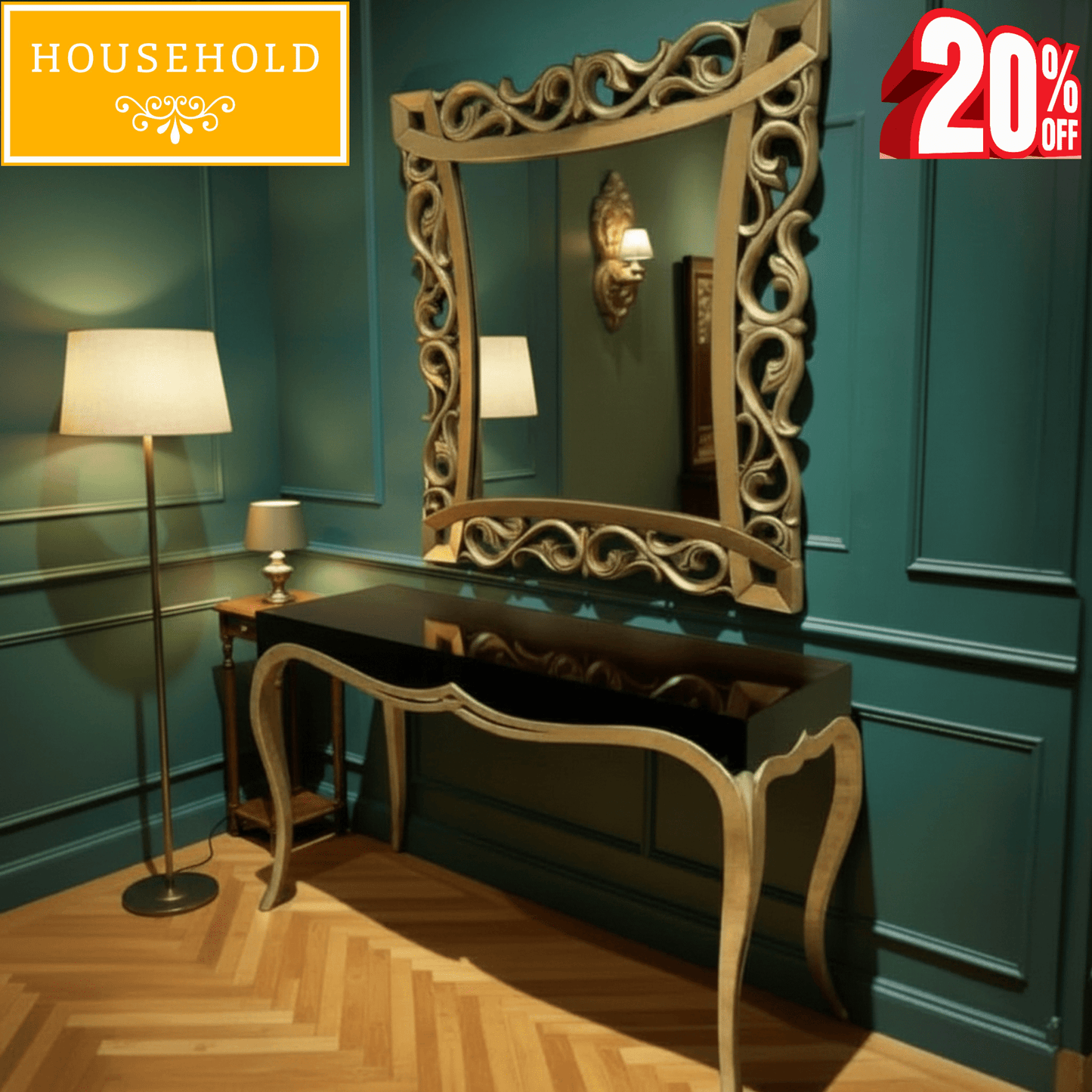 Timeless Elegance Console & Mirror Set – 4ft Designer Console with 42x42 Inch Mirror - Household Item