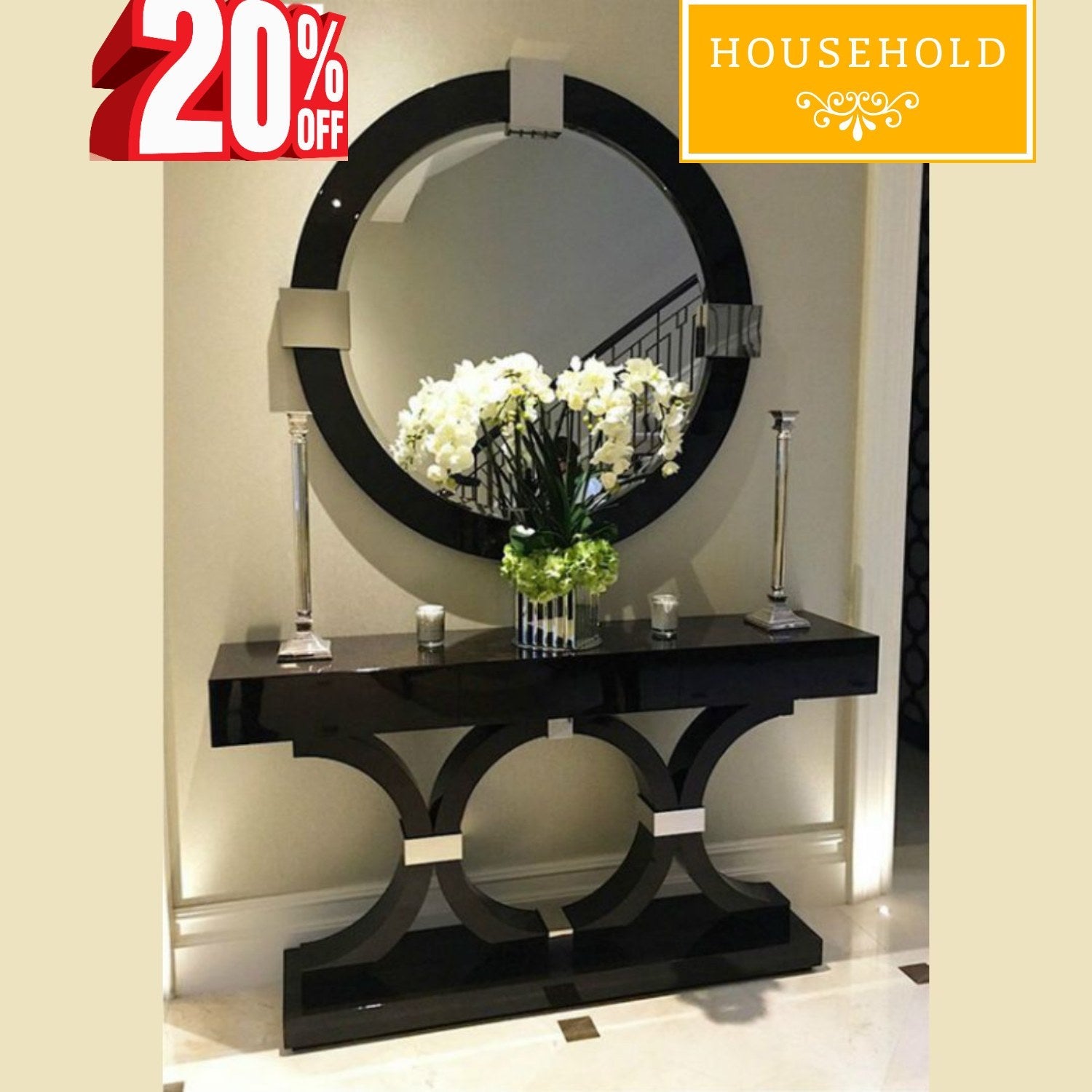 Black Rock Console & Mirror - Household Item