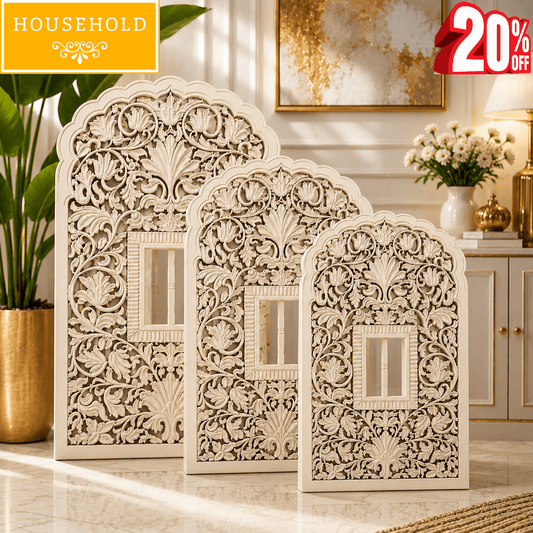 Florence Bloom Wall Panel Set of 3 – Hand-Carved Floral Decorative Wall Panels