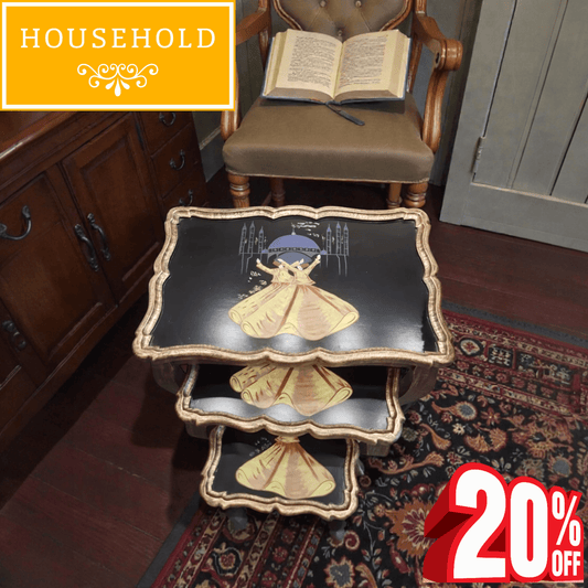Golden Sufi Nesting Tables – Hand - Painted Spiritual Art Set - Household Item