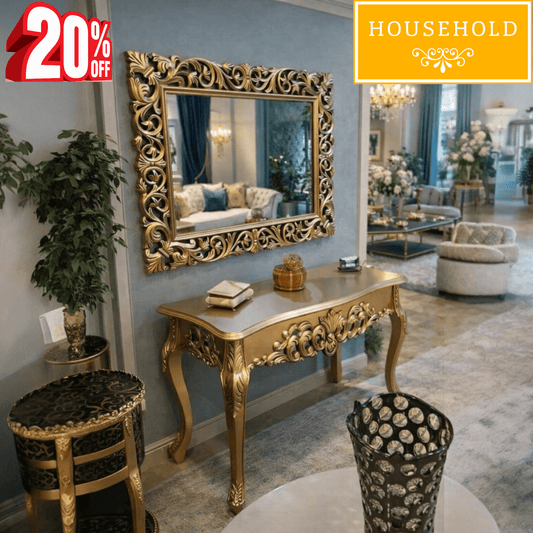 Majestic Gold Console Table & Mirror Set - Household Item