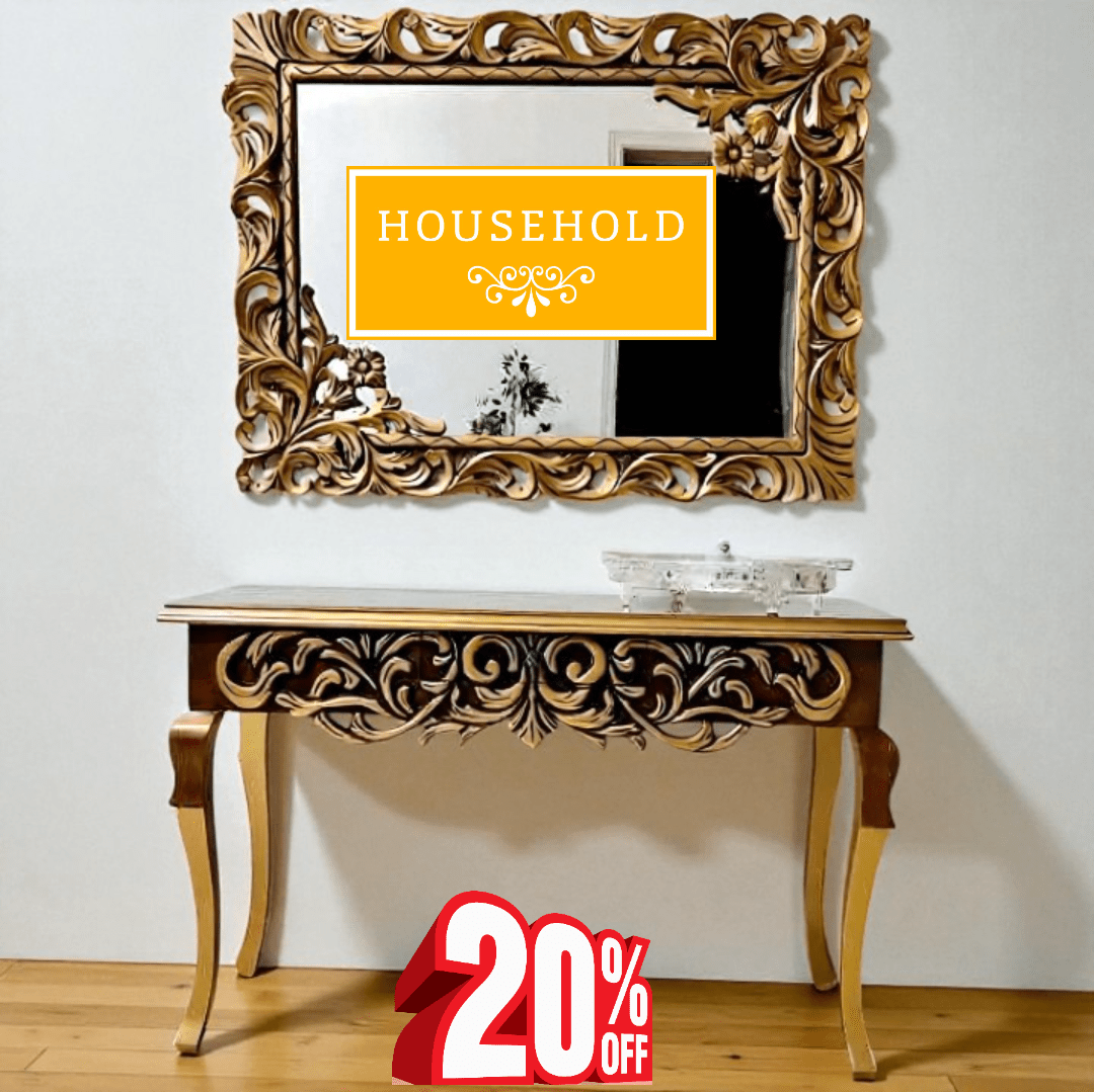Royal Gold Console & Mirror Set - Household Item