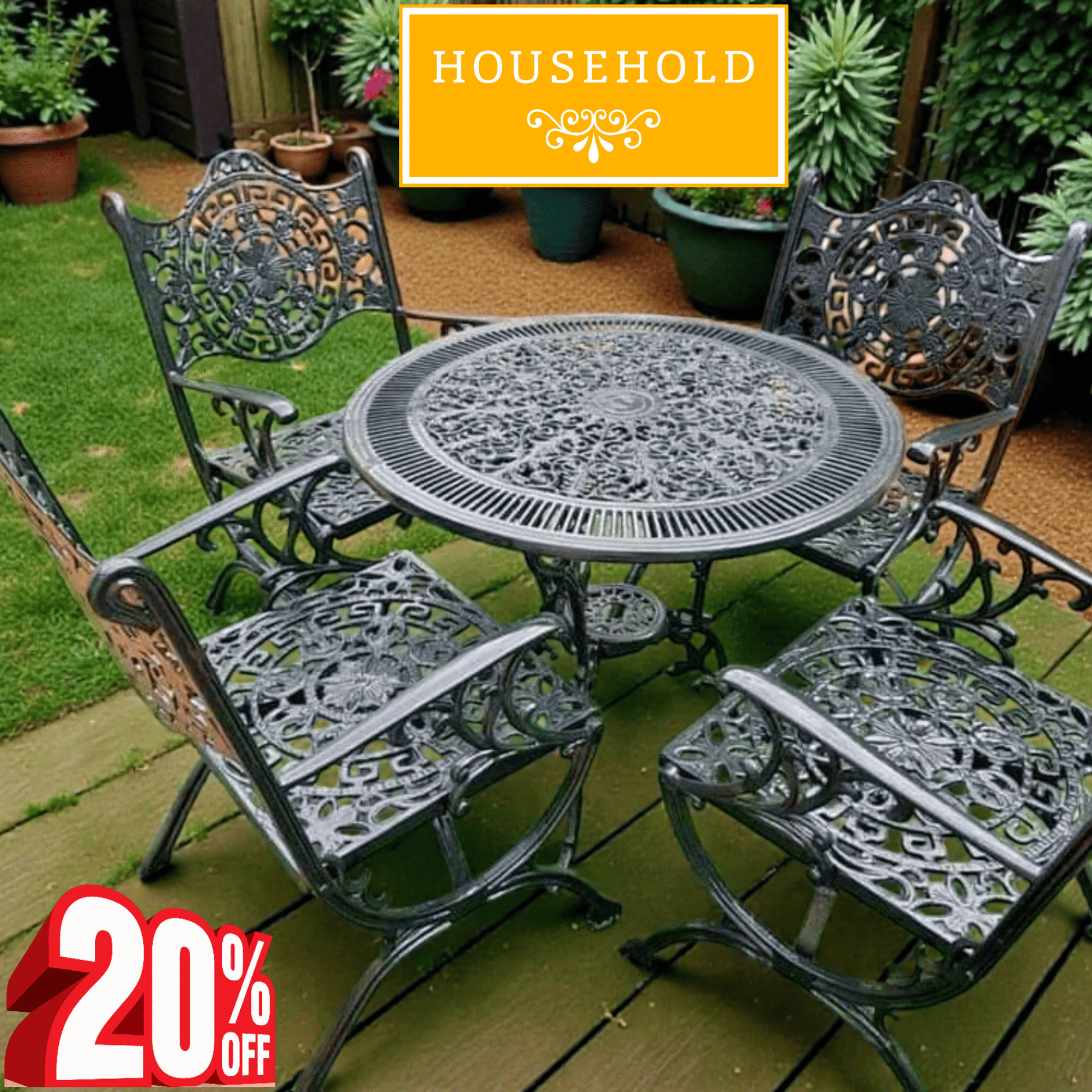 Silver Ornate Garden Seating Set - Household Item