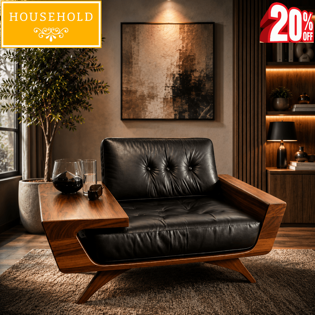 The Monarch Lounge Chair with Integrated Side Table - Household Item